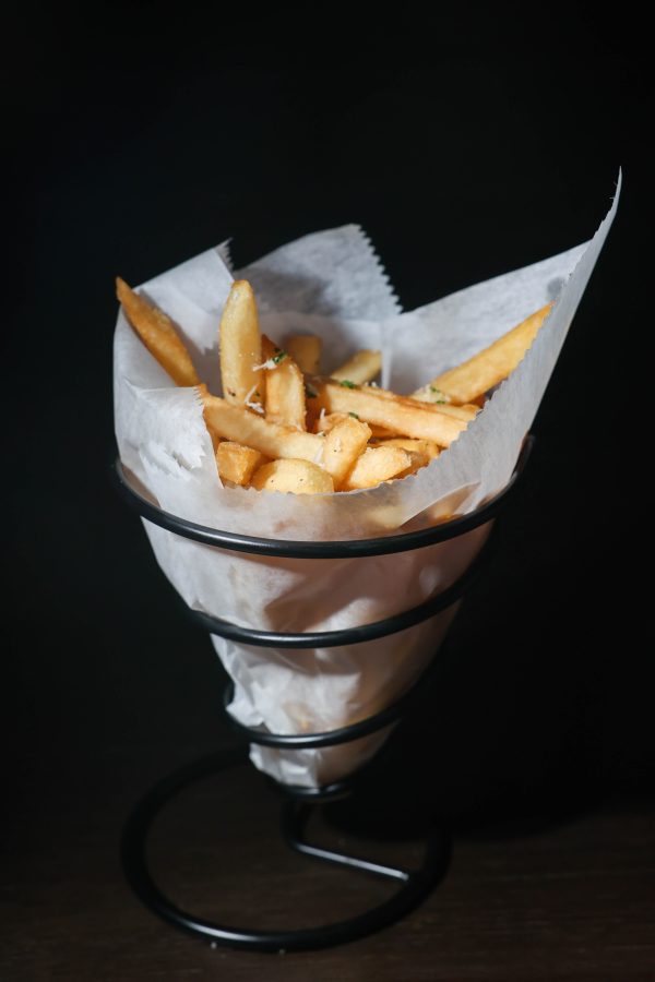 Golden fries in a serving cone from the Comfort Zone bistro