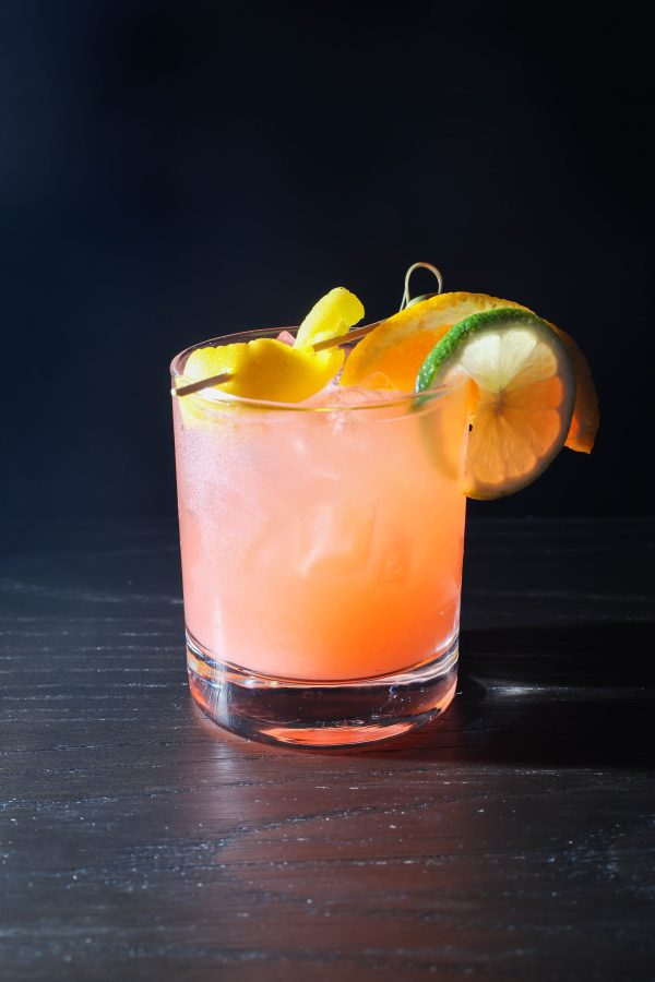 Citrus-garnished cocktail from the Comfort Zone bar